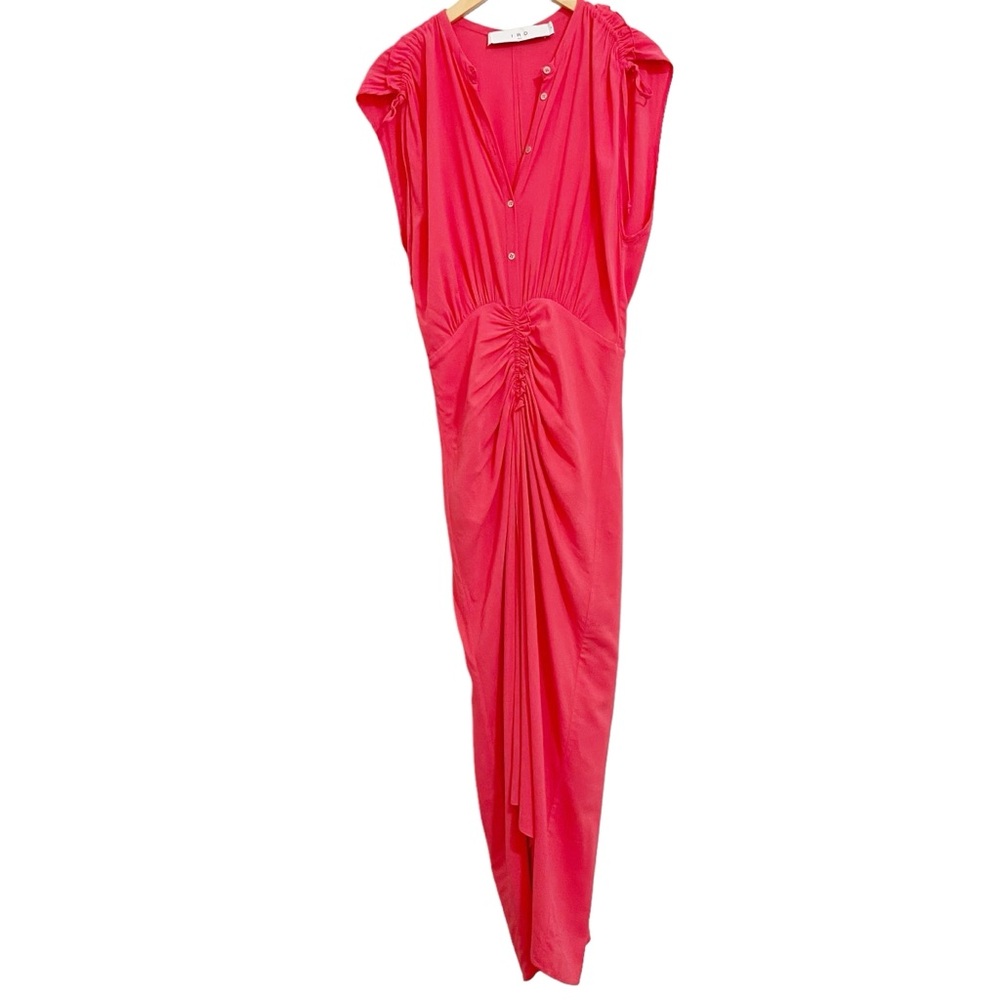 IRO Nima Sleeveless Ruched Hot Coral Dress 40 US 8 - Picture 4 of 16